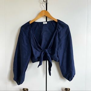 Aritzia Wilfred Tenley Linen Tie-front Top